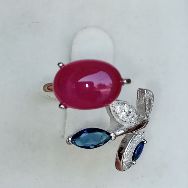Natural Ruby Ring in Sterling Silver | Size 56