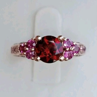 Genuine Garnet Ring | Size 53, 7mm Sterling Silver