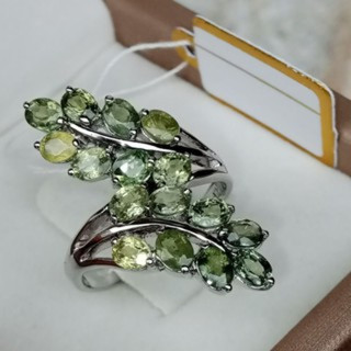 Vintage Burnt Green Sapphire Ring in Sterling Silver