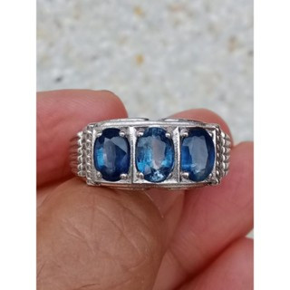 Raw Kyanite Ring in Sterling Silver - Size 63