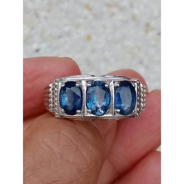 Raw Kyanite Ring in Sterling Silver - Size 63