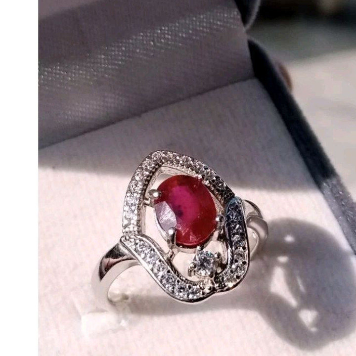 Genuine Ruby Ring in Sterling Silver (#56.5)