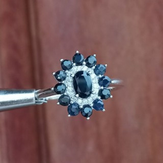 Heated Siam Blue Sapphire Ring | Size 55.5 Sterling Silver