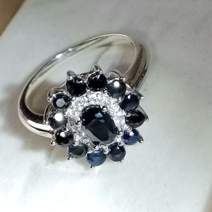 Heated Siam Blue Sapphire Ring | Size 55.5 Sterling Silver