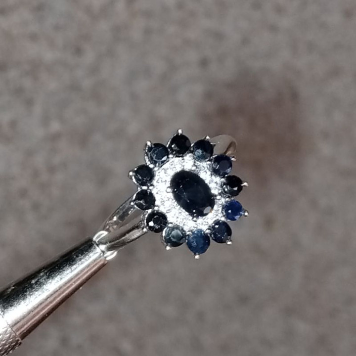 Heated Siam Blue Sapphire Ring | Size 55.5 Sterling Silver