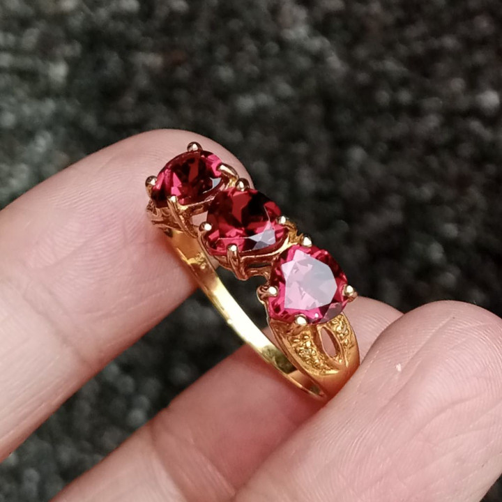 Radiant Rhodolite Garnet Ring in Sterling Silver - Size 58