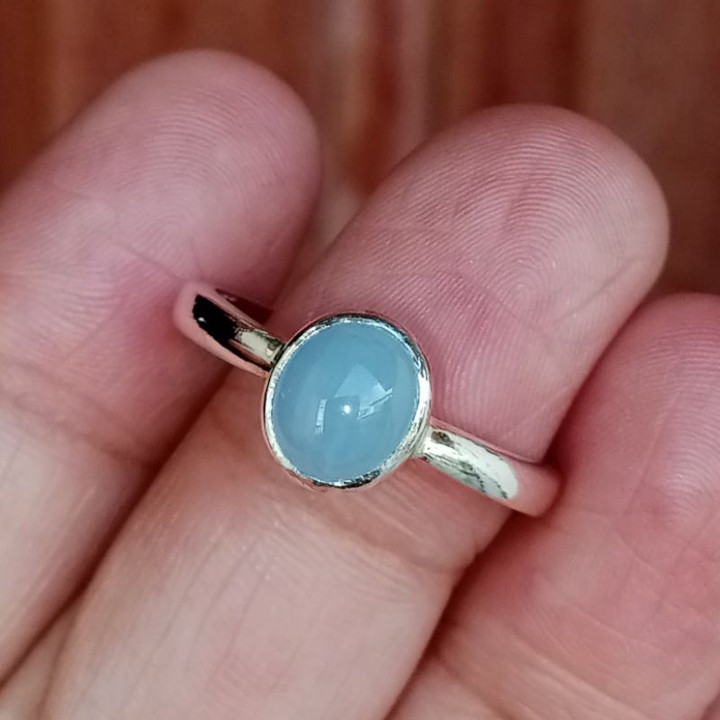 Purple-Blue Jade Ring | 925 Sterling Silver | Size 6.5