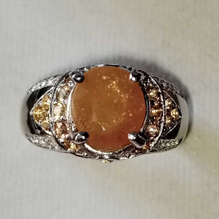 Genuine Sapphire Ring | Sterling Silver (Size 57)