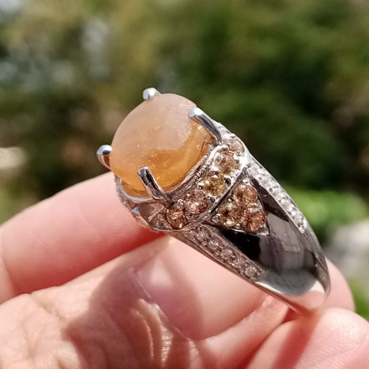 Genuine Sapphire Ring | Sterling Silver (Size 57)