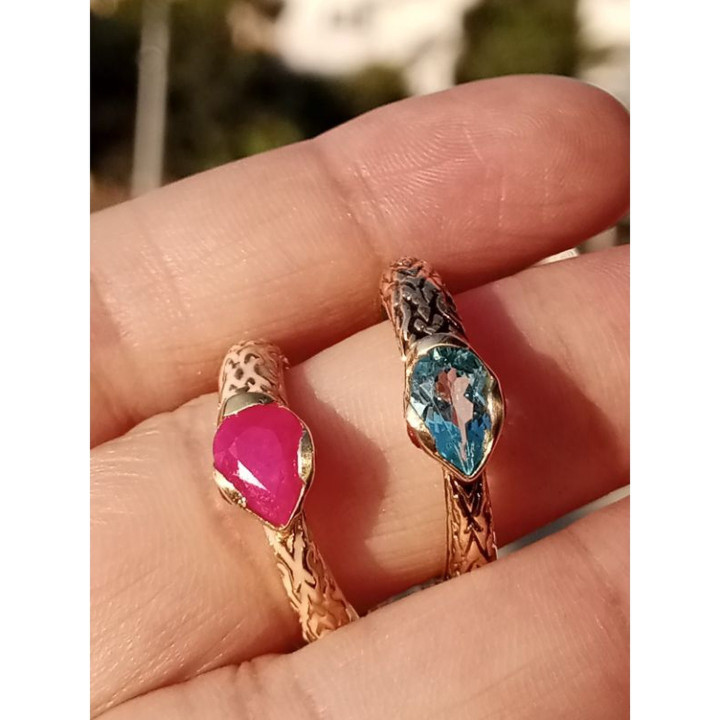 Enamel Serpent Ring | Gold Plated, Gemstone and Sterling Silver