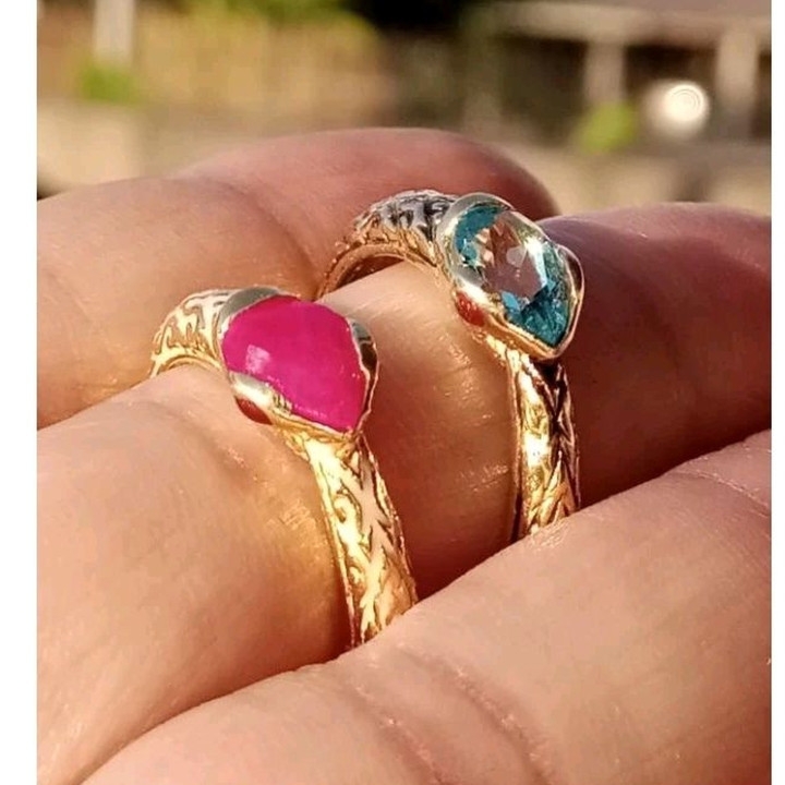 Enamel Serpent Ring | Gold Plated, Gemstone and Sterling Silver