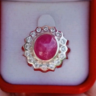 Natural Burma Ruby Ring in Sterling Silver (Size 60)