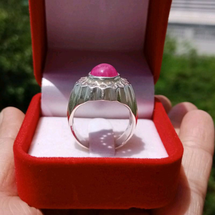 Natural Burma Ruby Ring in Sterling Silver (Size 60)