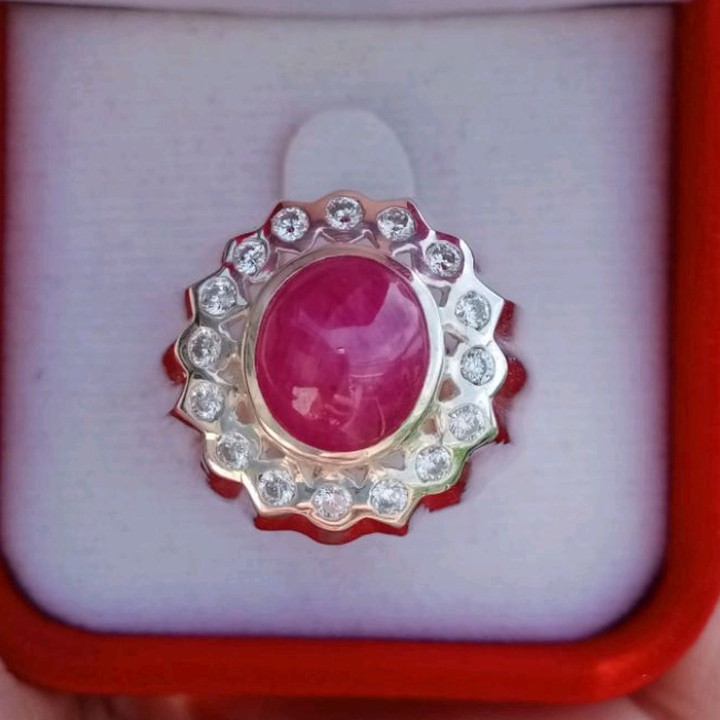Natural Burma Ruby Ring in Sterling Silver (Size 60)