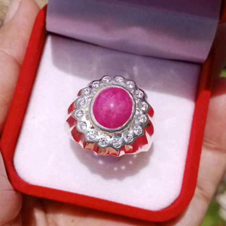 Natural Burma Ruby Ring in Sterling Silver (Size 60)