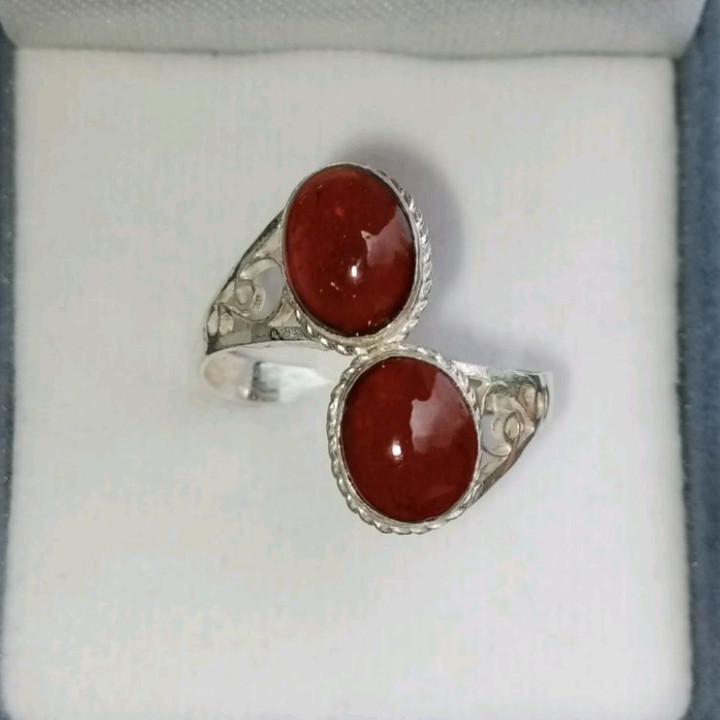 Natural Spessartite Garnet Ring in Sterling Silver (Size 54-59)