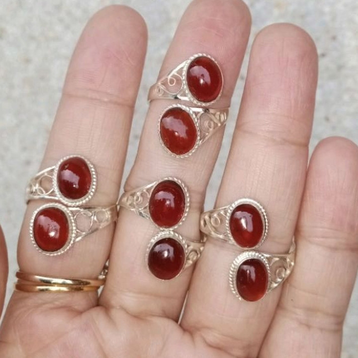 Natural Spessartite Garnet Ring in Sterling Silver (Size 54-59)