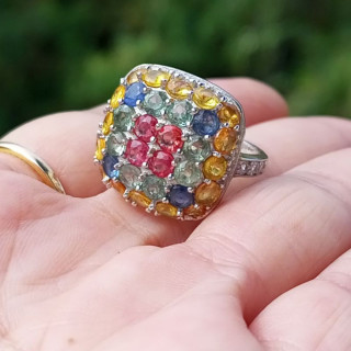 Natural Multi-Sapphire Ring | Size 54 | Genuine Gemstone
