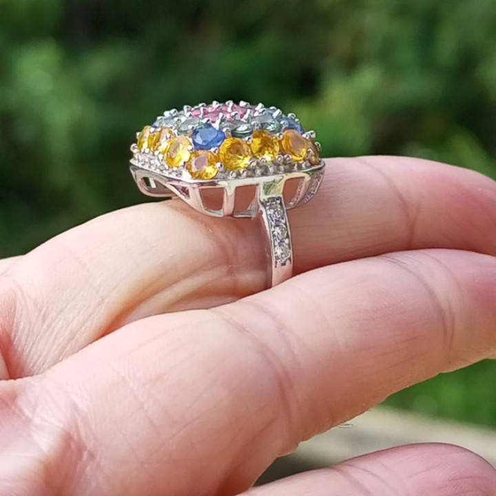 Natural Multi-Sapphire Ring | Size 54 | Genuine Gemstone