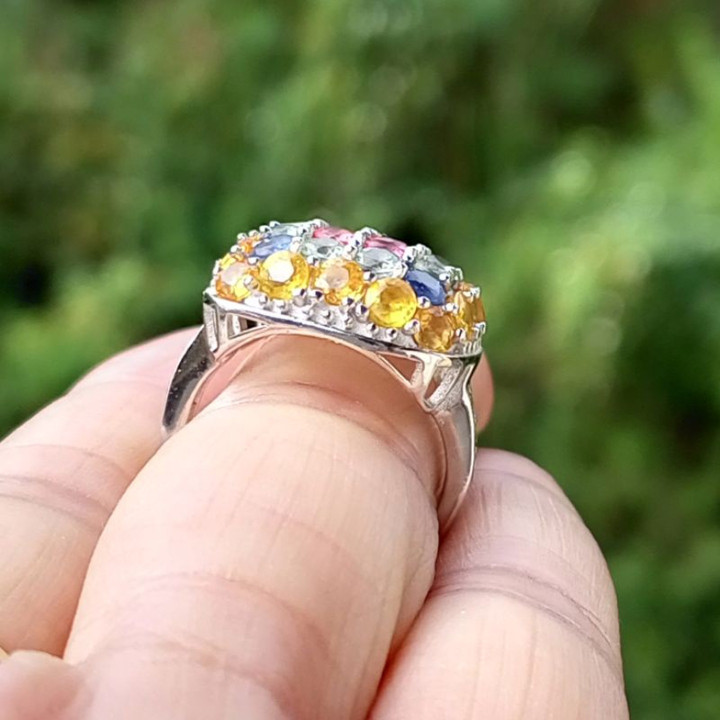 Natural Multi-Sapphire Ring | Size 54 | Genuine Gemstone
