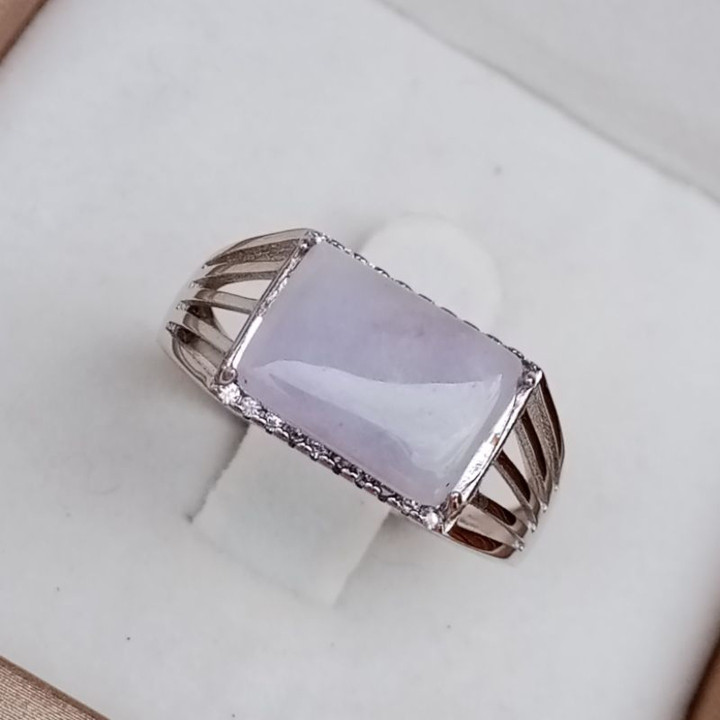 Burmese Purple Jade S925 Silver Ring (Free Size)