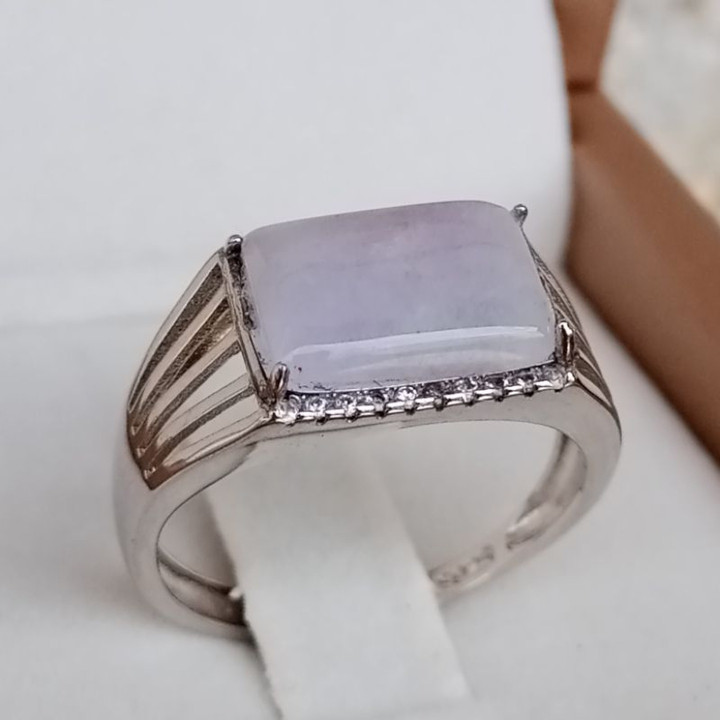 Burmese Purple Jade S925 Silver Ring (Free Size)