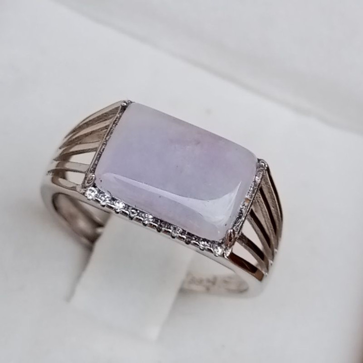 Burmese Purple Jade S925 Silver Ring (Free Size)