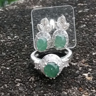 Burmese Jadeite Ring and Earrings Set | Natural Type A Jade