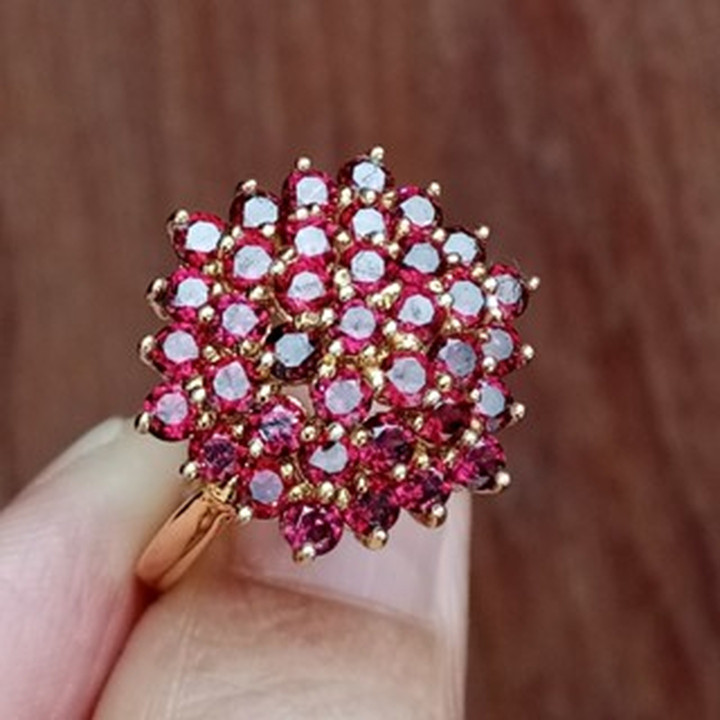 Strahlender Pyrop-Granatring aus Sterlingsilber (Nr. 58)