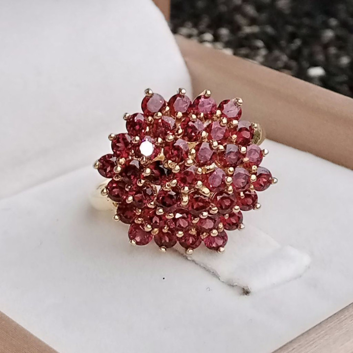 Strahlender Pyrop-Granatring aus Sterlingsilber (Nr. 58)
