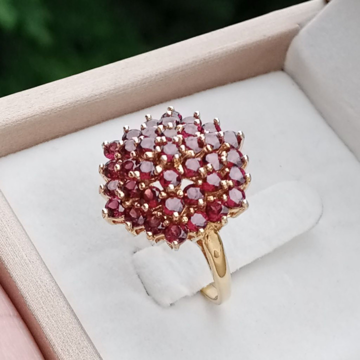 Strahlender Pyrop-Granatring aus Sterlingsilber (Nr. 58)