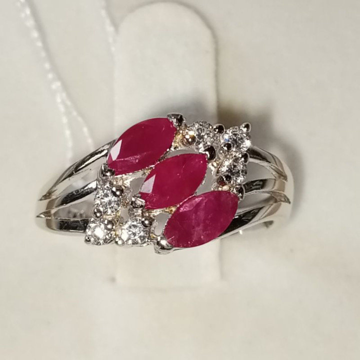 Vintage Burmese Ruby Ring in Sterling Silver (Size 52)