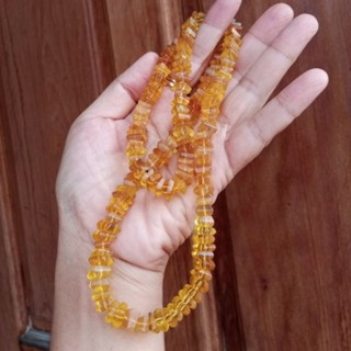 Authentic Burmese Amber and Gold Burmite Necklace - 24 Inches