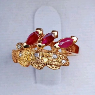 Antique Burmese Ruby and Diamond Ring in Sterling Silver
