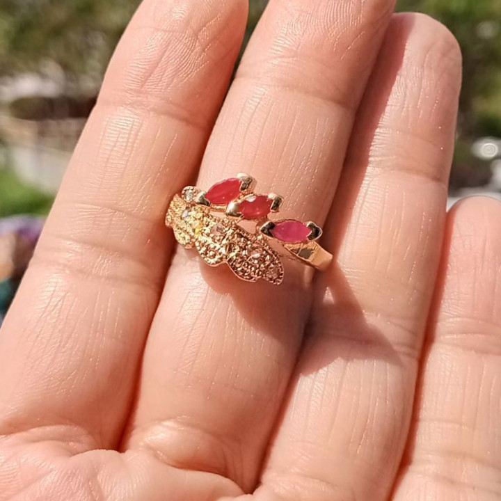 Antique Burmese Ruby and Diamond Ring in Sterling Silver