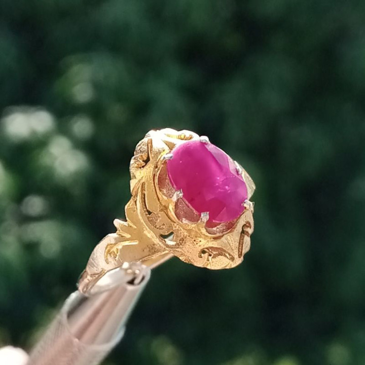 Vintage Burmese Ruby Ring | Size 54 | 6x8mm Gemstone