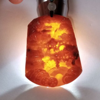 Carved Red Jade Pendant | Scenic View | Natural Jadeite Type A