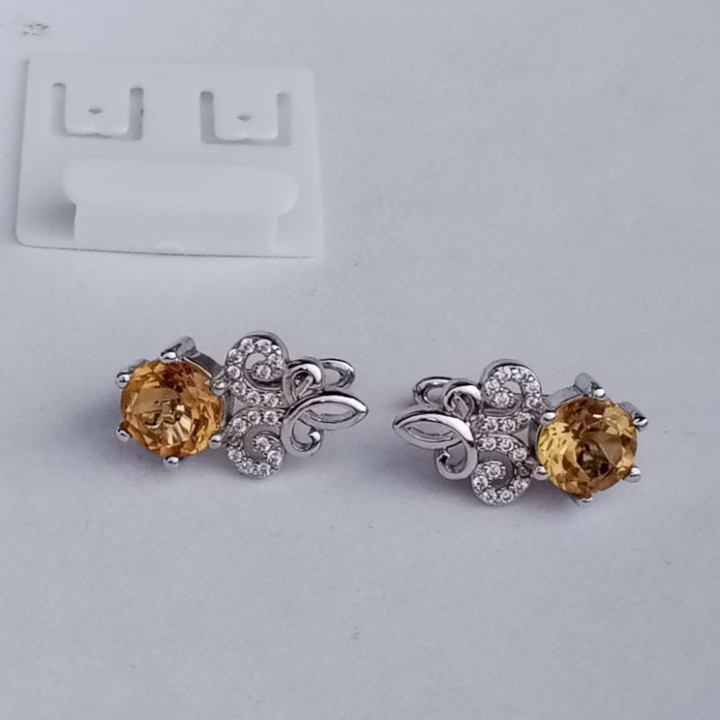 Radiant Citrine Earrings in Sterling Silver
