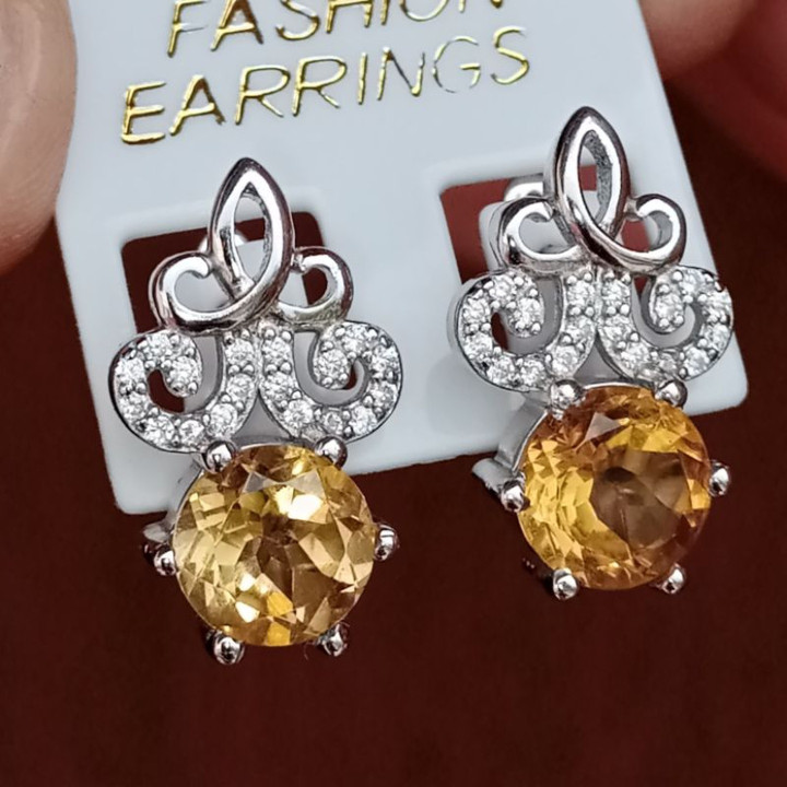 Radiant Citrine Earrings in Sterling Silver