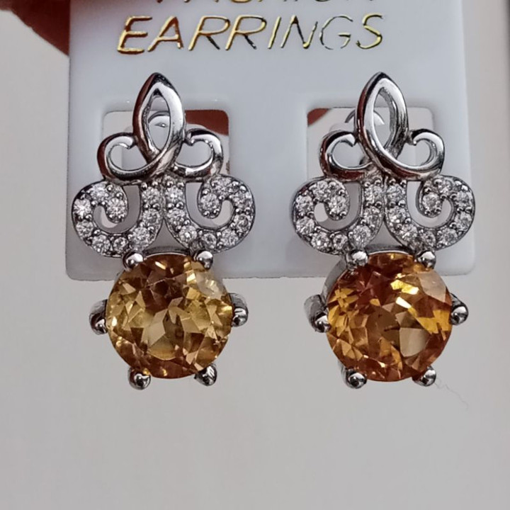 Radiant Citrine Earrings in Sterling Silver