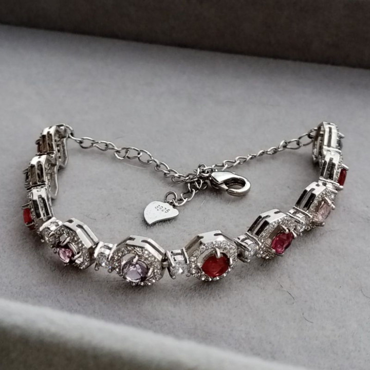 Raw Spinel Bracelet | 92.5 Sterling Silver | 16-20cm