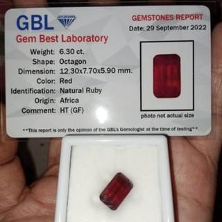 Certified Natural Octagon Ruby | 6.30ct GBL Certified