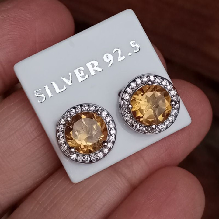 Sterling Silver Citrine and Topaz Earrings