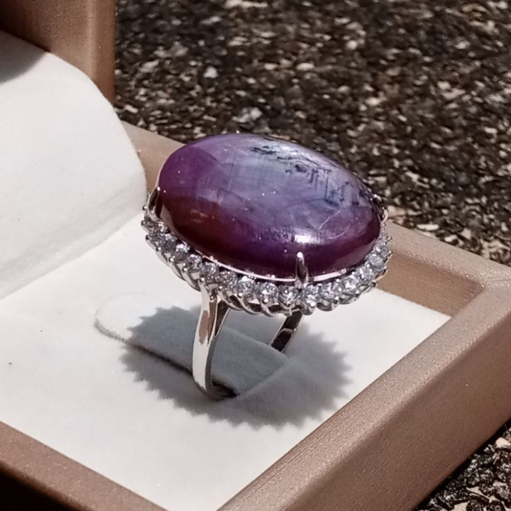 Stunning Raw Star Ruby Ring in Sterling Silver