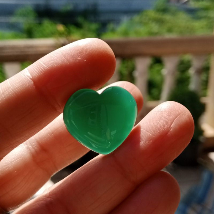 Piedra de ágata corazón verde - Natural, 16,05 quilates