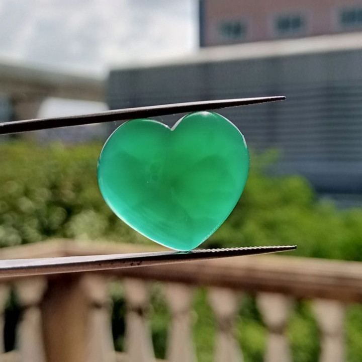 Piedra de ágata corazón verde - Natural, 16,05 quilates