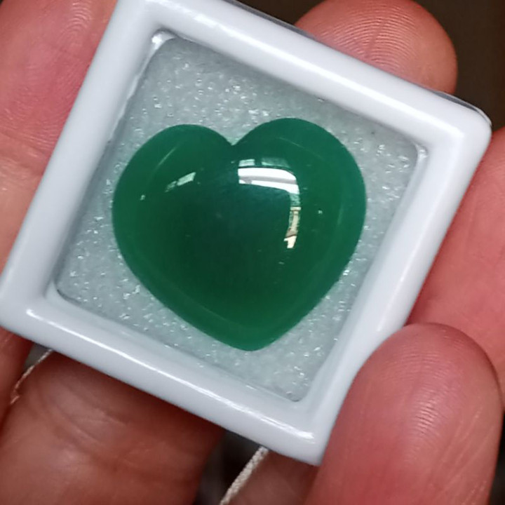 Piedra de ágata corazón verde - Natural, 16,05 quilates