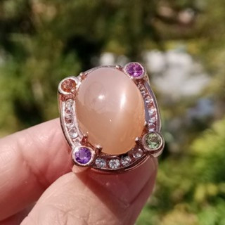 Sparkling Moonstone Ring in Sterling Silver - Size 51