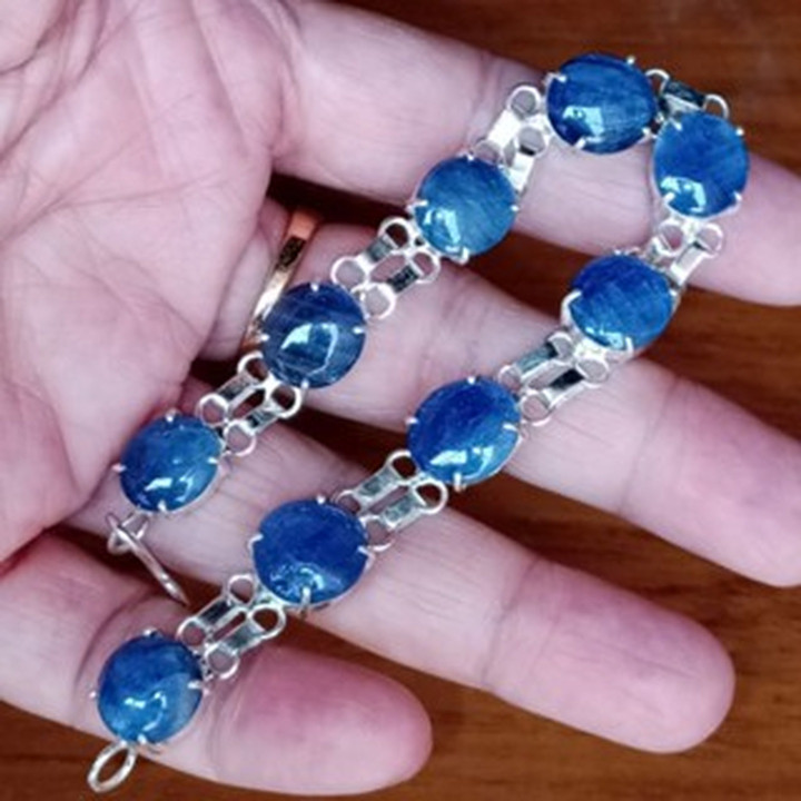 Raw Sapphire Bracelet | Sterling Silver Gemstone Jewelry