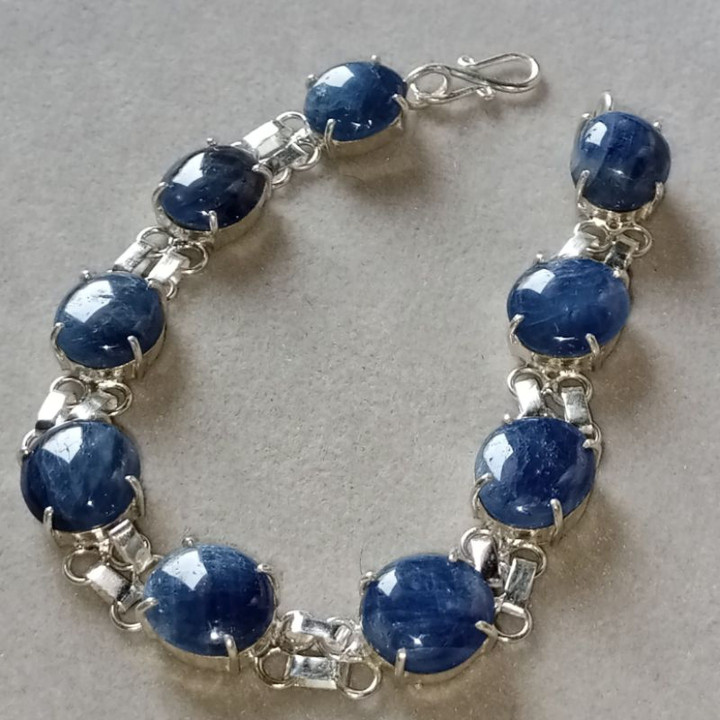 Raw Sapphire Bracelet | Sterling Silver Gemstone Jewelry